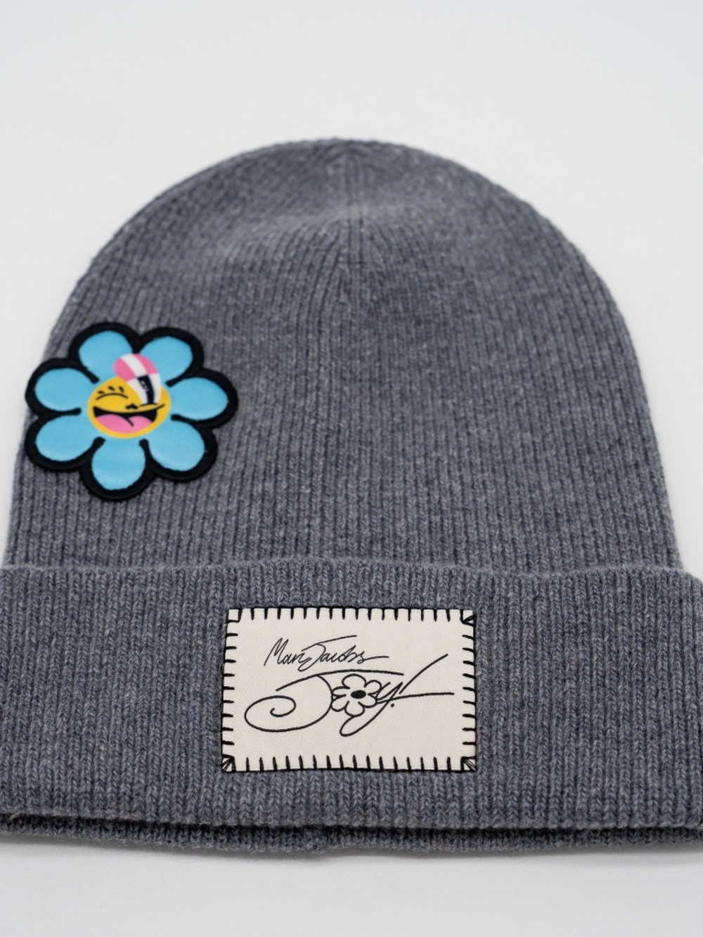 Marc Jacobs Hattie Stewart Beanie Hat Grey Flower